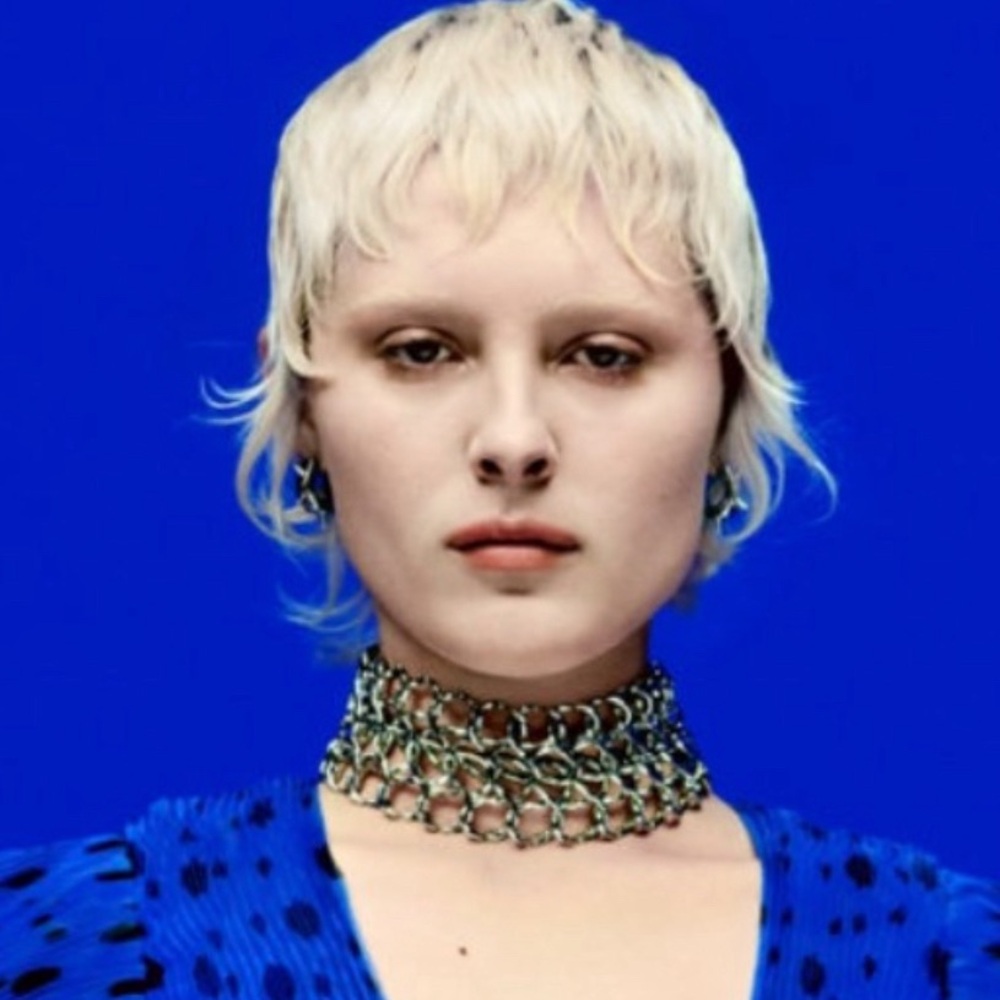 Silver chain link choker Necklace